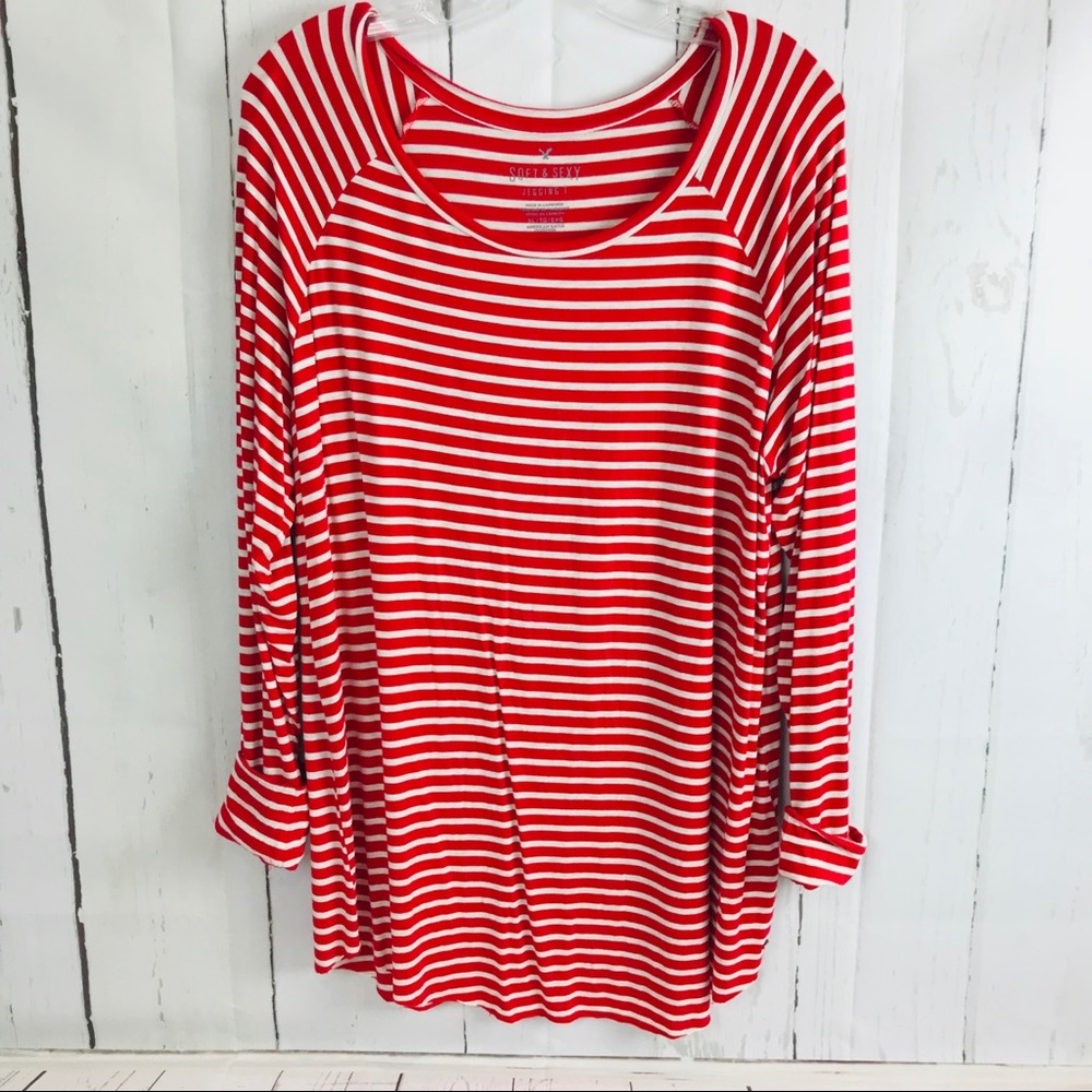 American Eagle Soft & Sexy Red Striped Top
